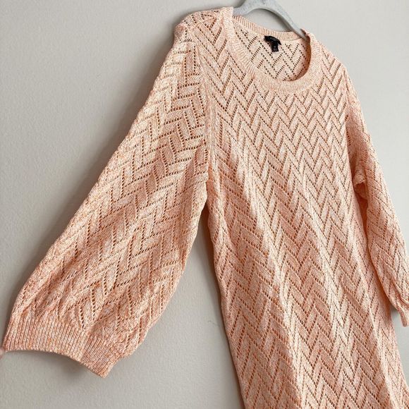 Talbots Womens Plus Open Knit 3/4 Sleeve Sweater Peach Size 1X Cotton Linen - Picture 5 of 7